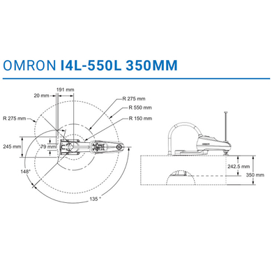 OMRON I4-450L 3C Endüstrisi için 4 Eksenli Scara Robot Yüksek Hızlı Robot