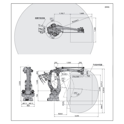 Kawasaki Robot CP500L Robot Kol Taşıma ve Paletleme İçin Kıskaçlı 6 Eksenli