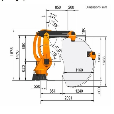 KR 40 PA 4 Eksen Paletleme Kuka Robot Kol Yükü 40KG GBS Robot Raylı