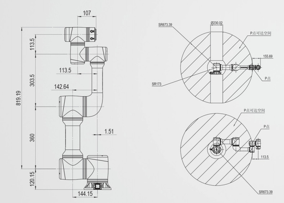 Binzel ile Esnek JAKA 6 Eksen 819mm Erişim 7kg Yük Ortak Kaynak Robotu