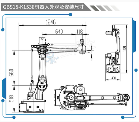 GBS15-K1538 Paletleyici Çin Robot Kolu 1538mm Uzanma