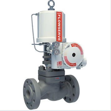 Flowserve Konumlandırıcılı Beyaz ve Kırmızı Pnömatik Kontrol Vanası UAS Logix 3200 MD