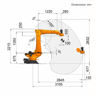 KR 120 R3200 PA Kuka 6 Eksenli Endüstriyel Robot Kolu CNGBS Yakalayıcı OEM ile Malzeme İşleme Ekipmanı Pelletizing Robot
