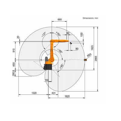 Kuka Endüstriyel Robotik 6 Eksenli KR 8 R1620 CNGBS Robot Rehber Demiryolu ile İşlem Otomasyonuna