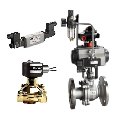 Pnömatik aktüatörlü Çin kontrol valfleri ve Parker D3DW solenoid valfleri