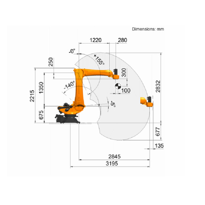 Palletizing Robotic Arm 5 Axis Kuka KR 180 PA CNGBS Robot Rehber Demiryolu ile Palletizing Robot