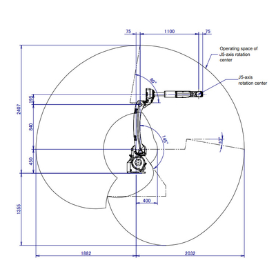 M-10iD / 8L Fanuc Robot Kolu 2032MM 6 Eksenli Robot Kolu ile CNGBS kaynak için giyim paketi