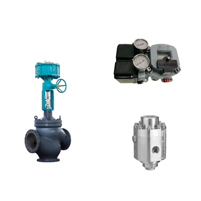 Masoneilan SVI2-21123121 konumlandırıcı ve Tescom 26-1100 basınç düzenleyici valfi ile pnevmatik kontrol valfi
