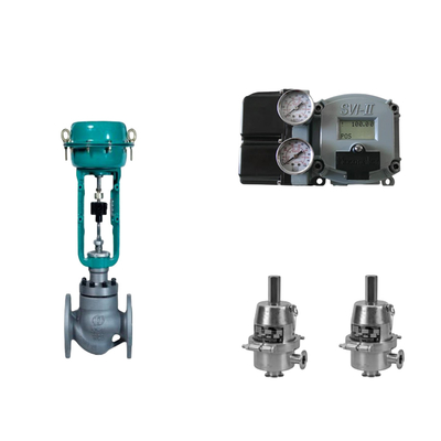 Masoneilan SVI2-21123111 konumlandırıcı ve Fisher SR5 basınç düzenleyici valfi ile pnevmatik kontrol valfi