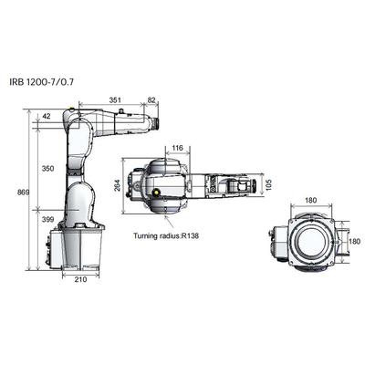 ABB Robotu IRB1200 7KG 6 Eksenli Robot Kolla Otomatik Sanayi Robotu