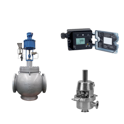 Samson 3725 Elektropneumatik Pozisyoner ve Fisher SR5 Basınç Düzenleyici Valfiyle Küre Valfi