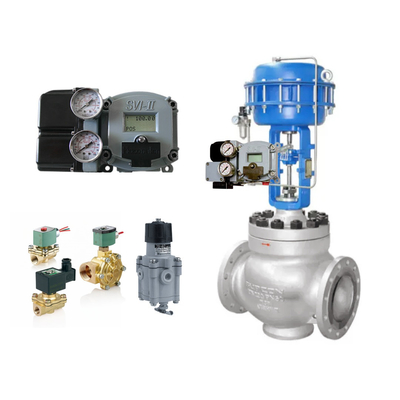 Masoneilan SVI2-21113121 konumlandırıcı ve Fisher SR5 basınç düzenleyici valfi ile pnevmatik kontrol valfi