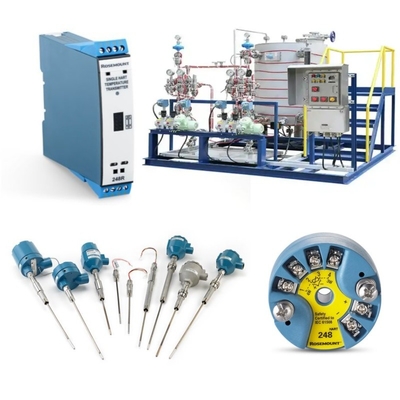 Rosemount 214C sıcaklık sensörü ve EMERSON 148 248 644 648 114C vericisi ile monte edilmiş bir kaydırma