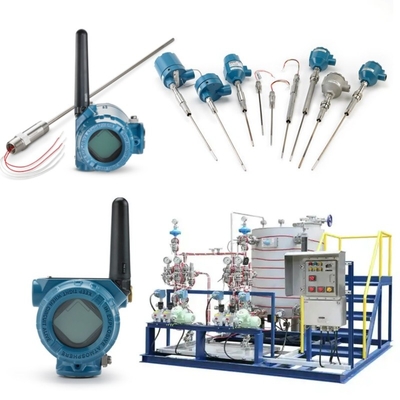 Rosemount 214C sıcaklık sensörü ve EMERSON 148 248 644 648 114C vericisi ile monte edilmiş bir kaydırma