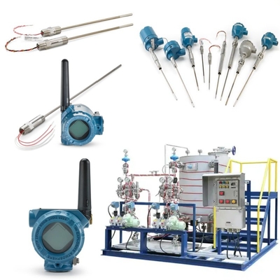Rosemount 214C sıcaklık sensörü ve EMERSON 148 248 644 648 114C vericisi ile monte edilmiş bir kaydırma