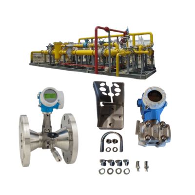 Basınç azaltma ve sıcaklık istasyonu Endress+Hauser Deltabar Proline Prowirl R200 girdap akış ölçerine ve PMD75B basınç vericiye sahip.