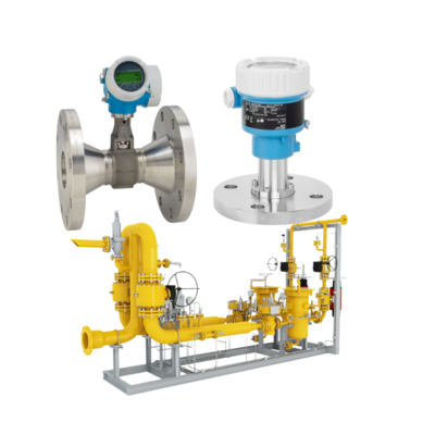 Endress+Hauser Proline Prowirl R 200 debimetre ve Deltabar PMC51B basınç transmitteri ile donatılmış doğal gaz vanası kızağı.