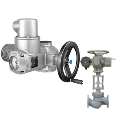 AUMA GS yarı dönüşlü vites kutusu ve SA çok dönüşlü modüler evrensel elektrikli aktüatörlü motorlu top valfi.