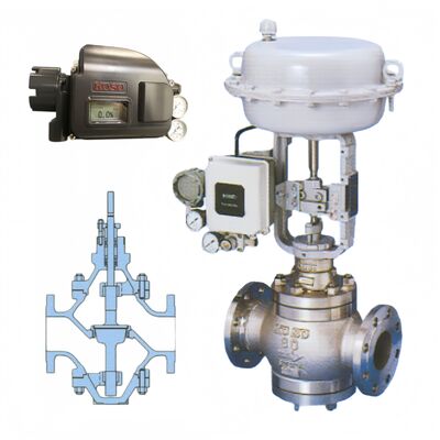 KOSO 520C 530C Petrol gaz kimyasal endüstrisi için üst ve alt yönlendirilmiş çift koltuklu küre valfleri