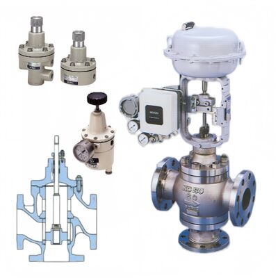 KOSO 521F 522F Üç Yönlü Değiştirme Karıştırma Küre Valfları 500A 520A Üst Yönlendirilmiş Tek Koltuklu Köşeli Valfler