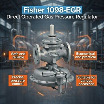 Fisher 1098-EGR Yüksek akış kapasitesi ve ayarlanabilir çıkış basıncı olan pilotlu gaz basınç düzenleyicisi