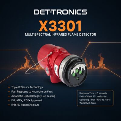 DET-TRONICS X3301 Multispektrum IR Alev Dedektörü Kızılötesi Alev Dedektörü Yangın Algılama Sensörü Petrol Gaz Güvenliği