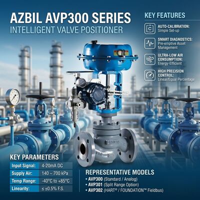 Azbil AVP307 HART İletişim 4-20 mA DC Giriş ve IP65 Kapalı Dijital Valf Konumlandırıcısı