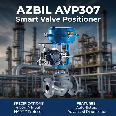 Azbil AVP300 Akıllı Valf Yerleştiricisi, HART6 İletişim 4-20 mA DC Giriş Sinyalı ve Pnömatik Kontrol Valfleri için ± 1,0% F.S. Doğruluk
