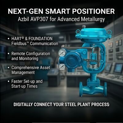 Azbil AVP307 Dijital HART Pnömatik Valf Pozisyoner 4-20 mA DC Giriş ve ±1.0% F.S. Doğruluk