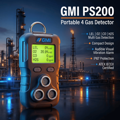 GMI PS200 PS500 Kişisel Gaz Monitörü Portatif 4 Gaz Sensörü Yağ Gaz Güvenliği Algılama Gaz Algılayıcı