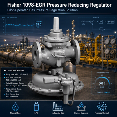 Fi-sher 1098-EGR Doğal gaz düzenleyicisi Pilot İşletilen Basınç Kontrol Valfi Endüstriyel gaz basınç düzenleyicisi