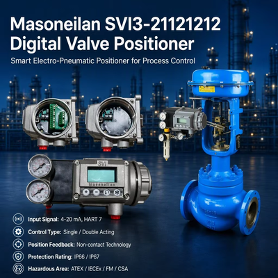 Masoneilan SVI3-21121212 Gelişmiş Teşhisler IP66 Tek Eylemli LCD Ekran 4-20 mA HART 7 Valve Positioner