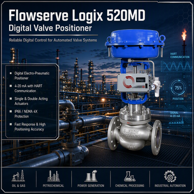 Flowserve Logix 520md 520MD+47-W1D201-GM3-0000 Dijital HART 4-20mA Valf Konumlandırıcı Pnömatik Aktüatör Kontrol Valfi