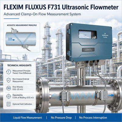 FLEXIM FLUXUS F731 Clamp-On Ultrasonik Akışölçer, geniş boru boyutu aralığı için müdahalesiz akış ölçümü ve iki yönlü yetenek