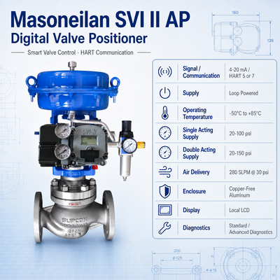 Stock Masoneilan Kontrol Valf Yerleştiricisi SVI2 HART SVI II AP Gelişmiş Performans Dijital Valf Yerleştiricisi