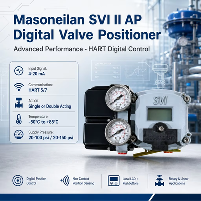 Otomatik Ayarlı Dijital Valf Konumlandırıcı Masoneilan SVI2 AP Tanıları 4-20mA Temassız Konum Algılama Valf Konumlandırıcı