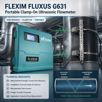 Flexim FLUXUS G631 BA ST EE Taşınabilir Tıkma Üzerine Ultrasonik Akışölçer Gazlar Sıvılar Buhar Akışölçeri