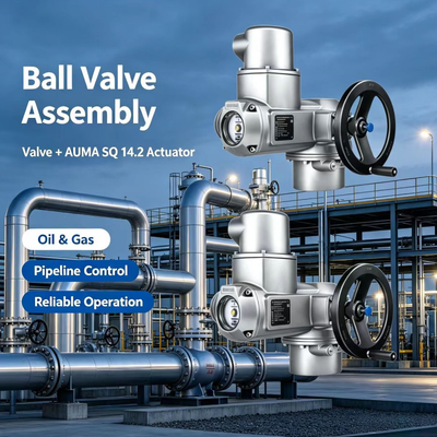 Yüksek Kaliteli AUMA SQ 14.2 Yarı Tur Aktüatör 800-2400Nm 3 Fazlı AC Aç-Kapa Vana Aktüatörü IP68