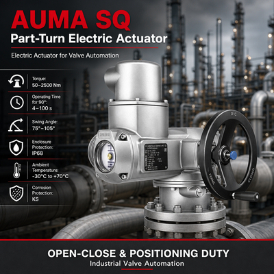 AUMA SQ Elektrik Döner Aktüatör Kısmi Tur Valf Aktüatörü Küresel Vana Otomasyonu Endüstriyel Elektrikli Aktüatör