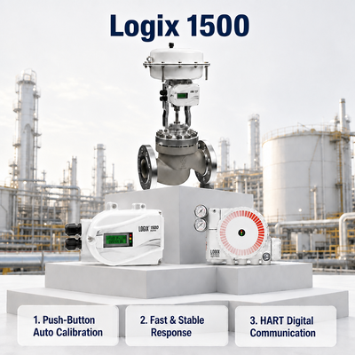 Logix 1500 Akıllı HART Protokolü Dijital Valf Konumlandırıcı 4 20mA IP67 Elektro Pnömatik Akış Kontrolü Petrol Kimya Endüstrisi