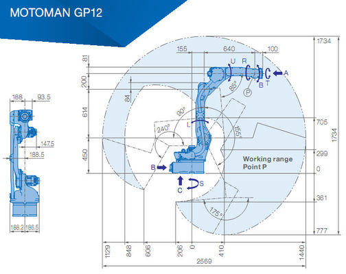6 Eksen Yaskawa GP12 1.5KVA Alma ve Yerleştirme Robot Kolu