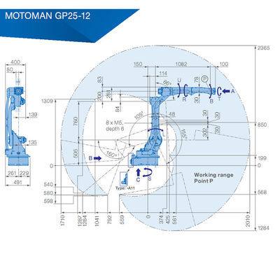 Yaskawa GP25-12 12kg Yük 2010mm 6 Eksenli Robot Kol