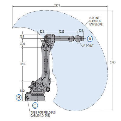 GP180 Malzeme Taşıma Yükü için 6 Eksenli Robot kolu 180kg Ulaşmak 2702mm Hızlı ve Doğru Malzeme Taşıma Robotu