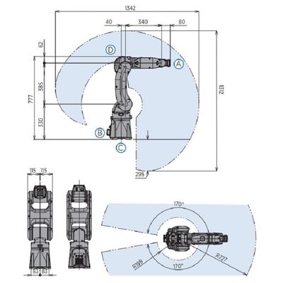 Malzeme Taşıma Yükü için GP7 6 Eksenli Robot kolu 7kg Reach 927mm Hızlı ve Doğru Malzeme Taşıma Robotu