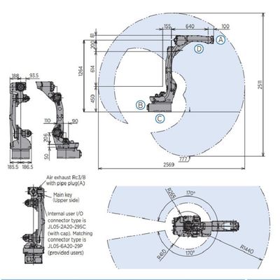 6 Eksenli Robot Kol GP12 Yükü 12kg Malzeme Taşıma Hızlı ve Doğru Matecurate Malzeme Taşıma Robotu İçin 1440mm'ye Ulaşın