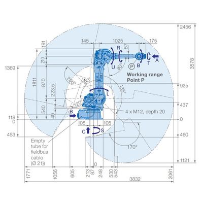 Malzeme Taşıma için 6 Eksenli Robot kolu GP50 Yük 50kg Ulaşmak 2061mm