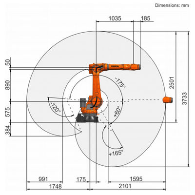 KR C4 Denetleyici Yükü 85kg Reach 2101mm Paletleme Robotlu KR 70 R2100