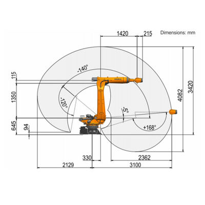 KR 150 R3100-2 6 eksen Yük 220kg Erişim 3100mm 6 Eksen Boyama Robotu