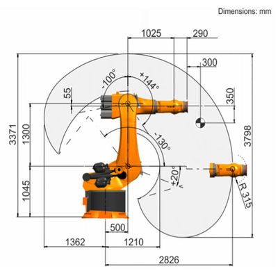 KR 360 R2830 Maksimum Yük 472kg Erişim 2826mm 6 Eksen Robot Manipülatörü