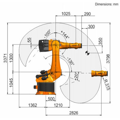 KR 600 R2830 Yük 729kg Erişim 2826mm 6 Eksen Paletleme Robotu